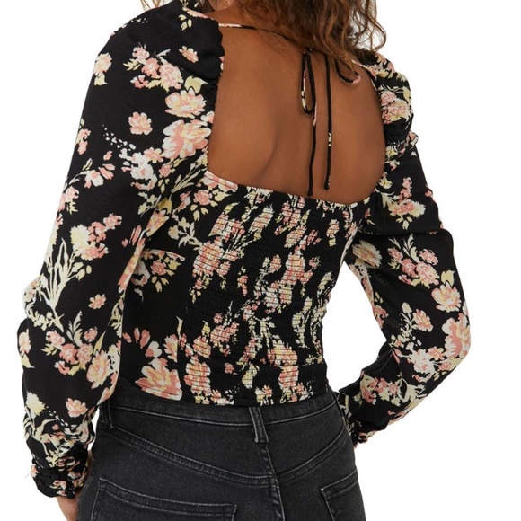 NWT - Free People Boho Cottagecore Floral Coastal Grandma Y2K Smocked Top, Sz M - Picture 10 of 10